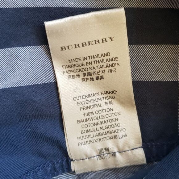 Burberry Mens Navy Plaid Nova 100% Cotton Long Sleeve Work Dress Shirt Size XXL - Picture 4 of 6